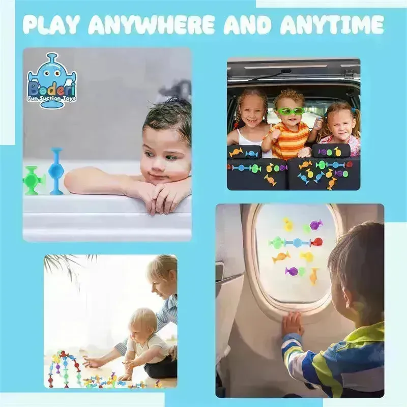114pcs Silicone Suction cup building toys for Kids