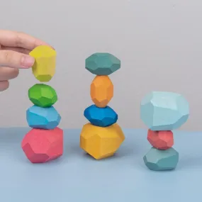 16 Piece Natural Wood Stacking Blocks Educational Toys For Toddlers