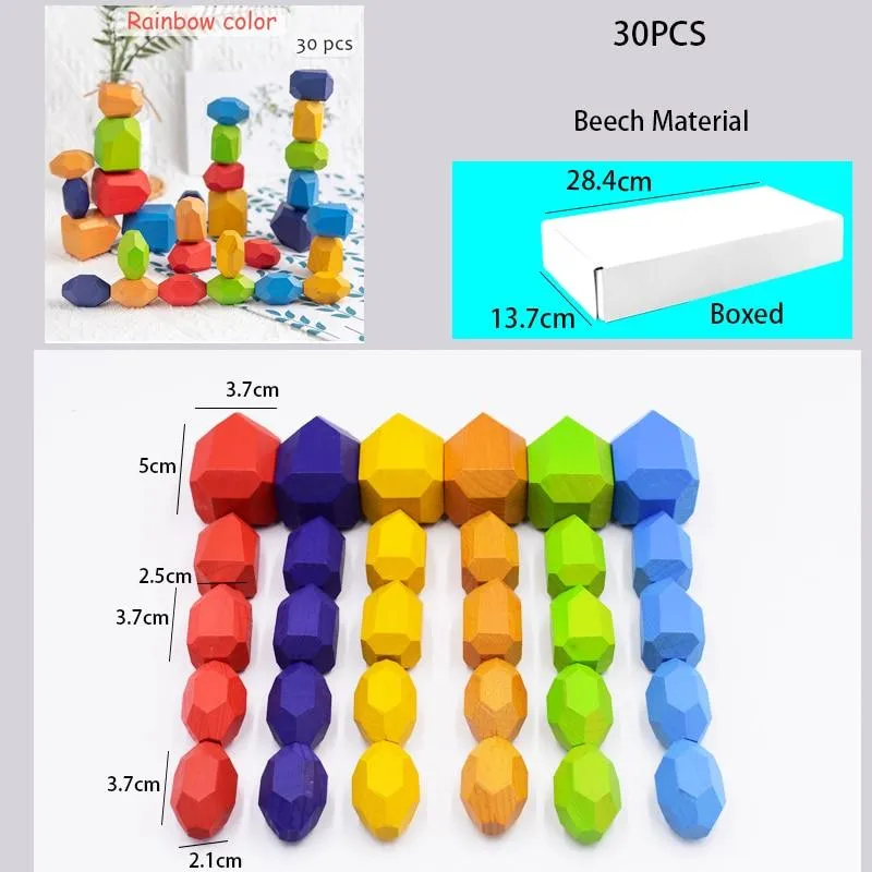 16 Piece Natural Wood Stacking Blocks Educational Toys For Toddlers