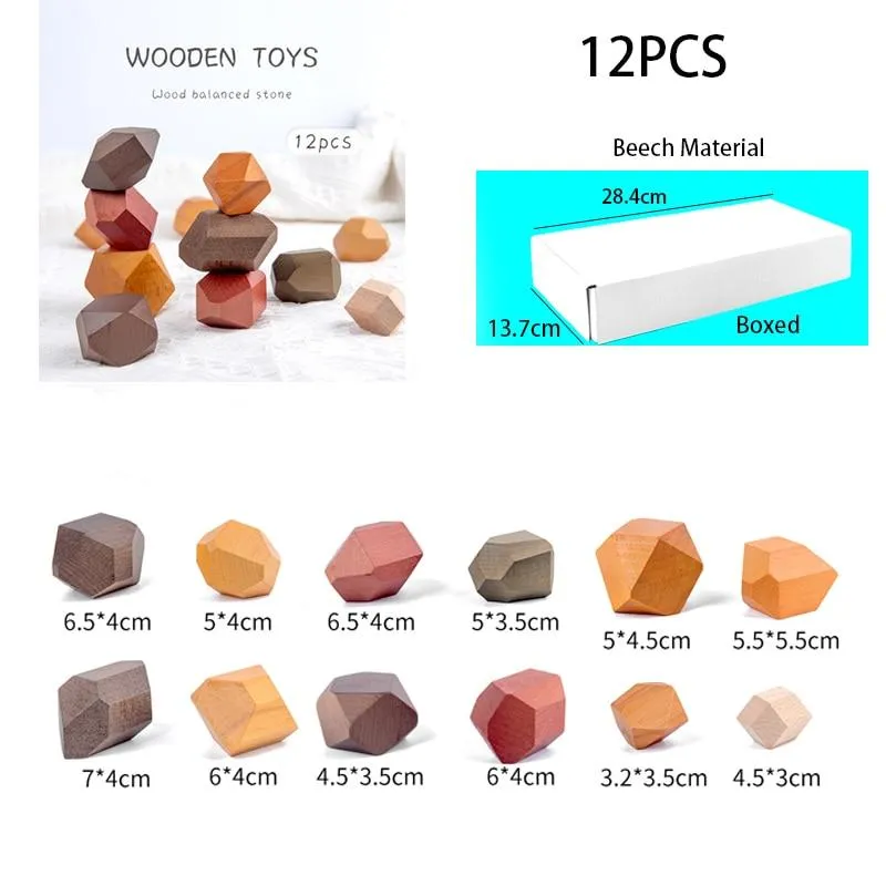 16 Piece Natural Wood Stacking Blocks Educational Toys For Toddlers