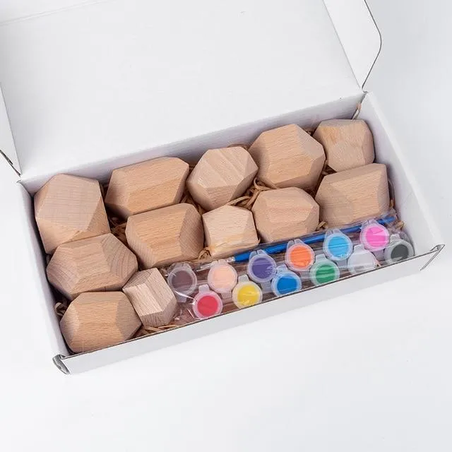 16 Piece Natural Wood Stacking Blocks Educational Toys For Toddlers
