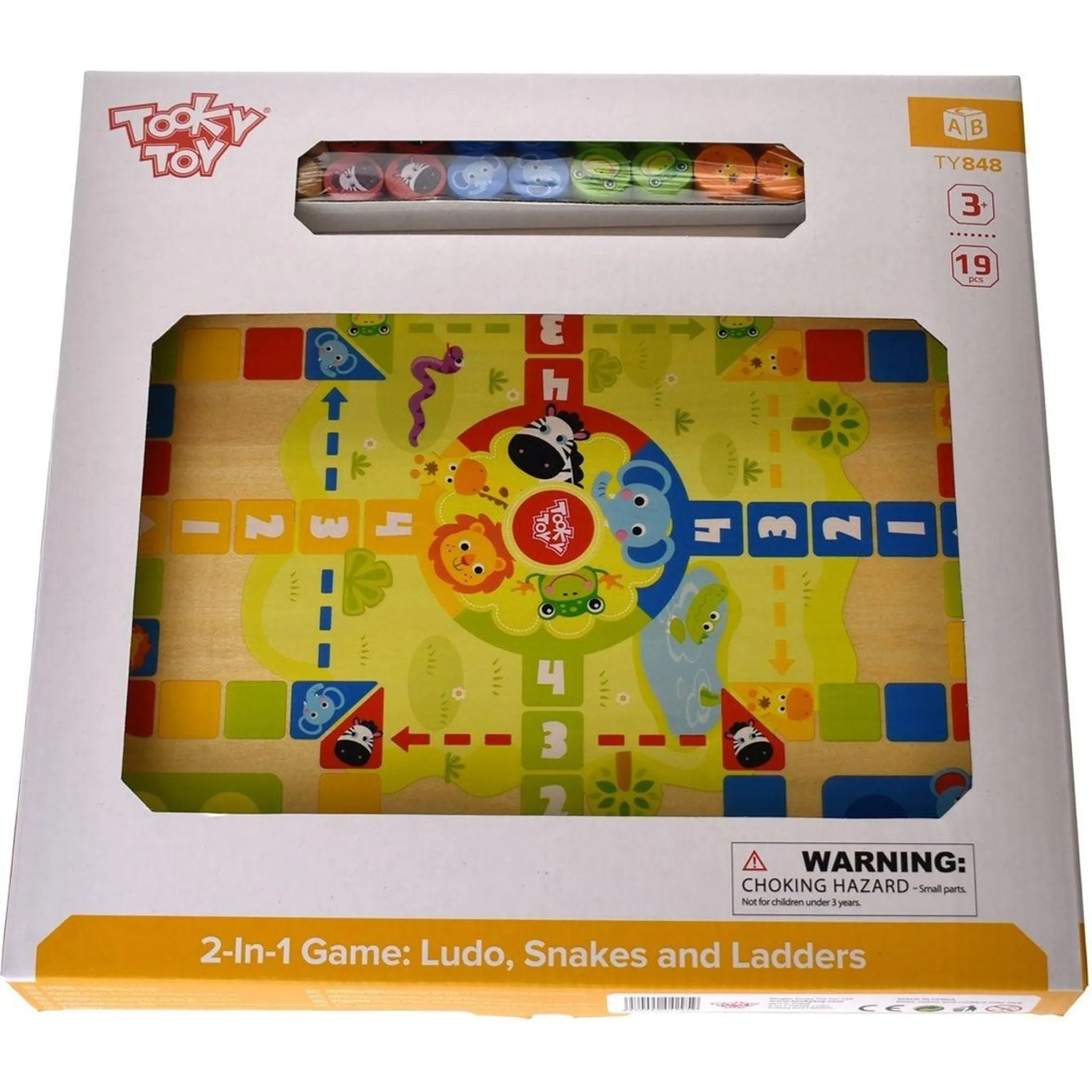 2 in 1 Wooden Board Game - Ludo, Snakes & Ladders
