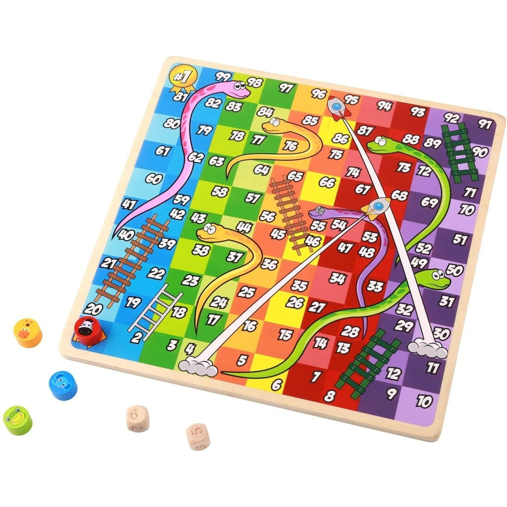 2 in 1 Wooden Board Game - Ludo, Snakes & Ladders