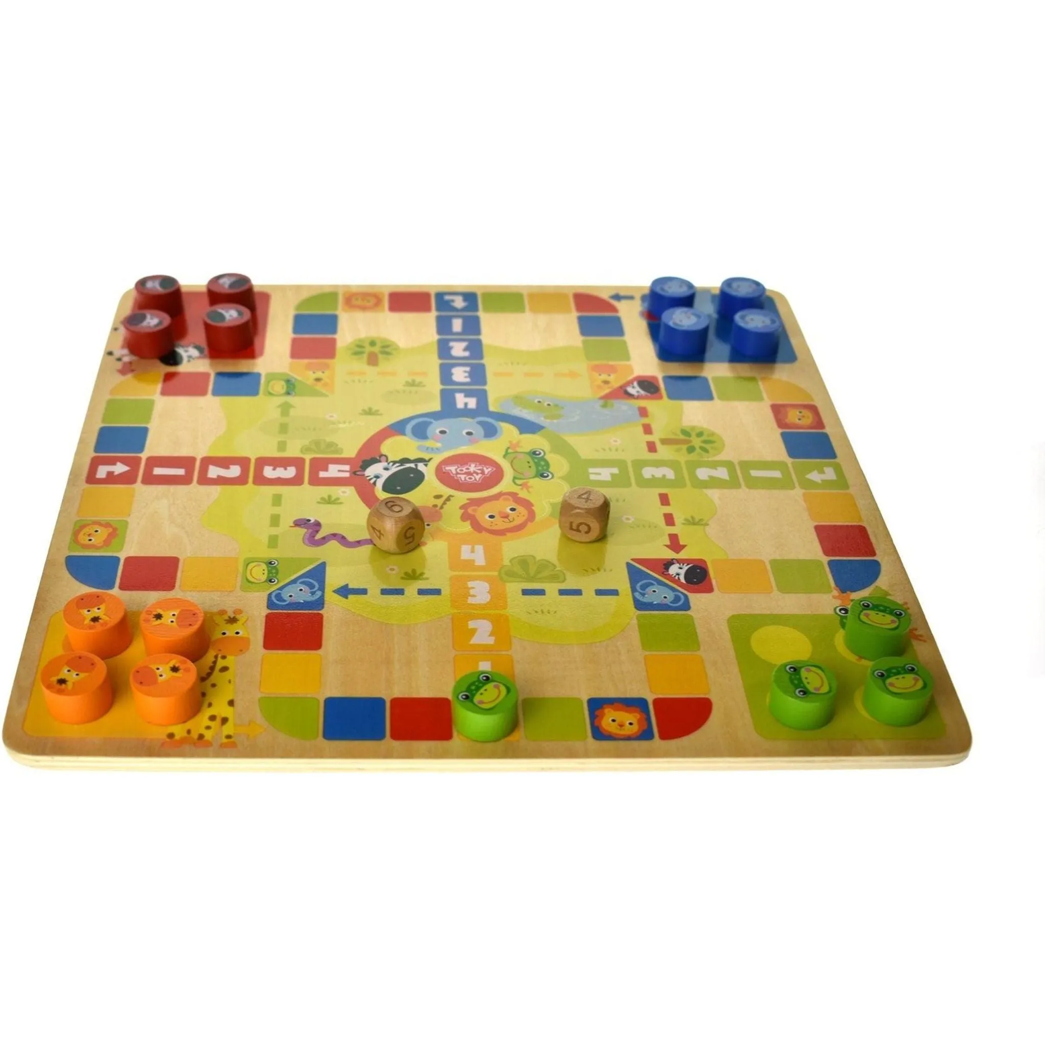 2 in 1 Wooden Board Game - Ludo, Snakes & Ladders