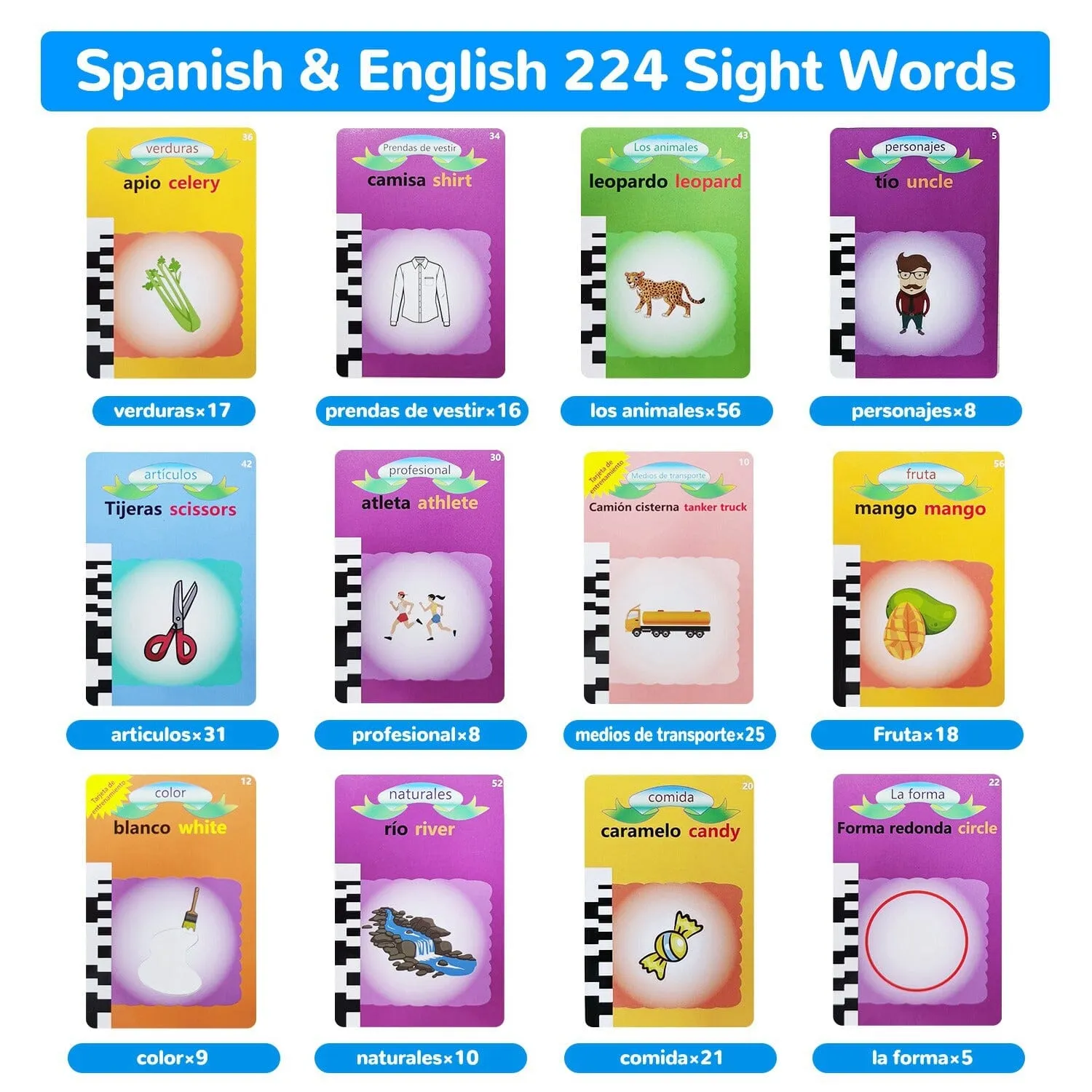 224 Sight Words Spanish and English Bilingual Talking Flash Cards