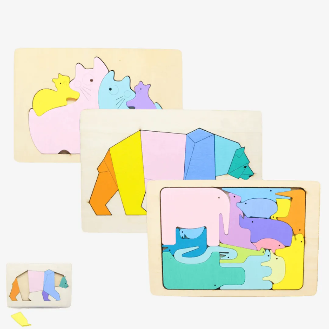3d Wooden Animal Puzzle Educational Toys for Kids