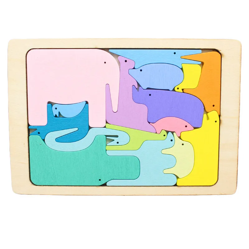 3d Wooden Animal Puzzle Educational Toys for Kids