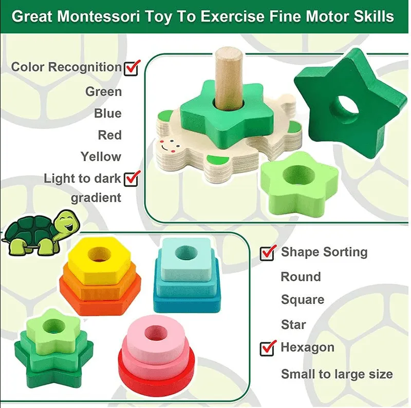 4 Educational Turtle Geometric Stacking Toys YG-35