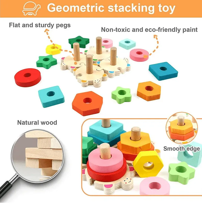 4 Educational Turtle Geometric Stacking Toys YG-35