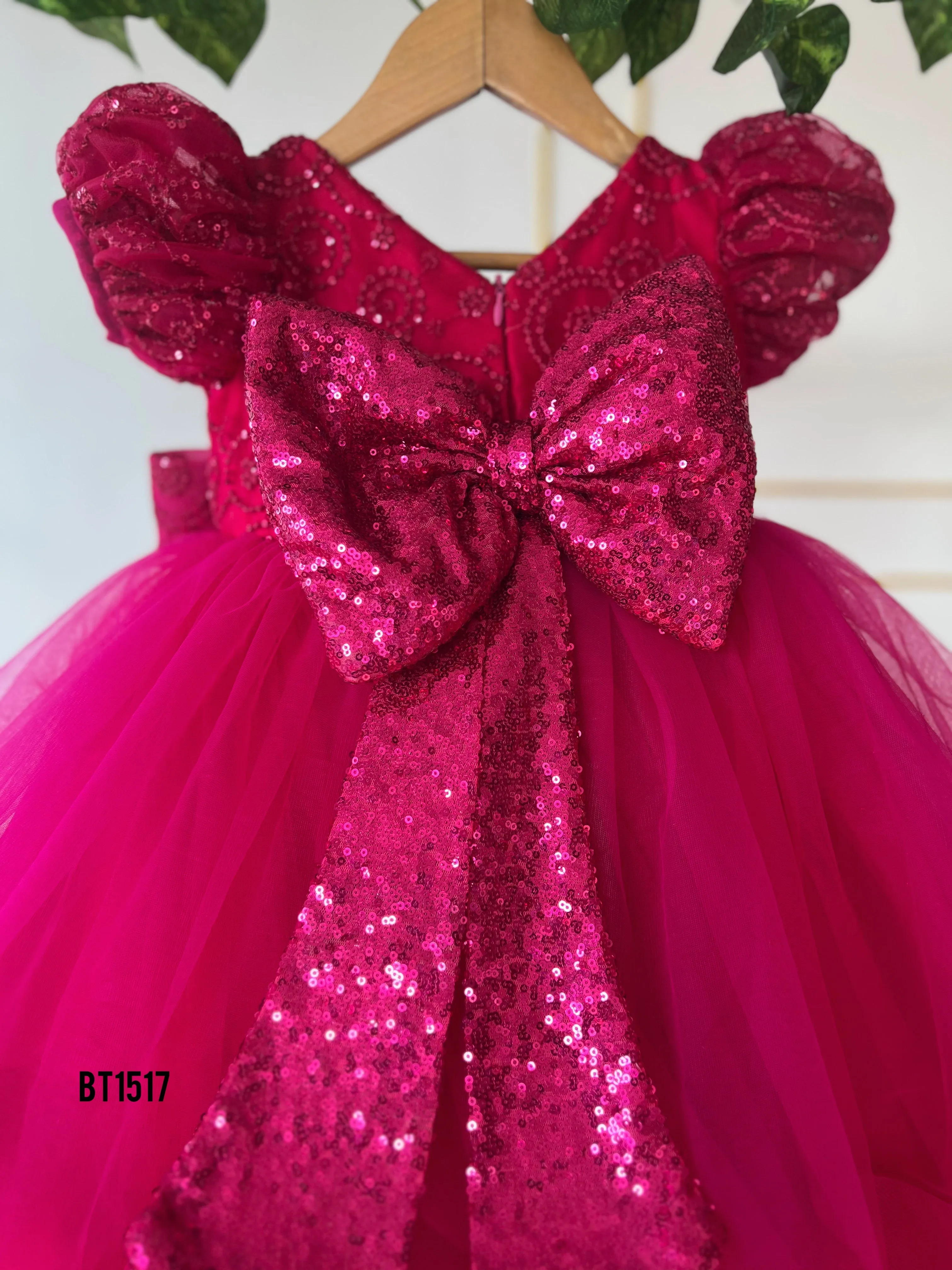 BT1517 Girls Barbie Embossed Theme Birthday Frock