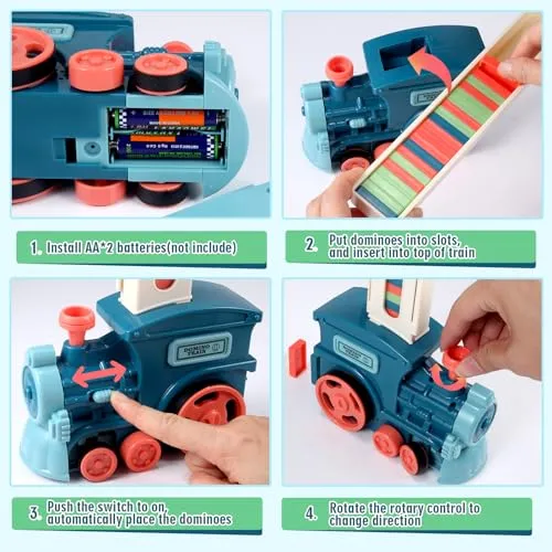 CLAPET Domino Train Montessori Toys for Kids Ages 3-8, 120PCS STEM Building Educational Games for 4 5 6 7 Year Old Toddler Boys Girls, Christmas Birthday Gifts