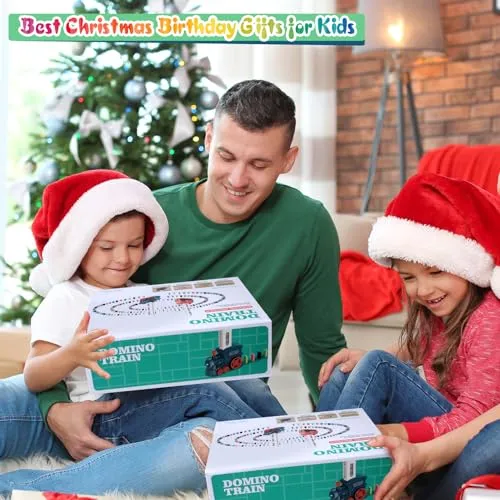 CLAPET Domino Train Montessori Toys for Kids Ages 3-8, 120PCS STEM Building Educational Games for 4 5 6 7 Year Old Toddler Boys Girls, Christmas Birthday Gifts