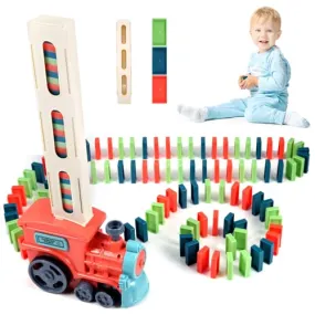 CLAPET Domino Train Montessori Toys for Kids Ages 3-8, 120PCS STEM Building Educational Games for 4 5 6 7 Year Old Toddler Boys Girls, Christmas Birthday Gifts
