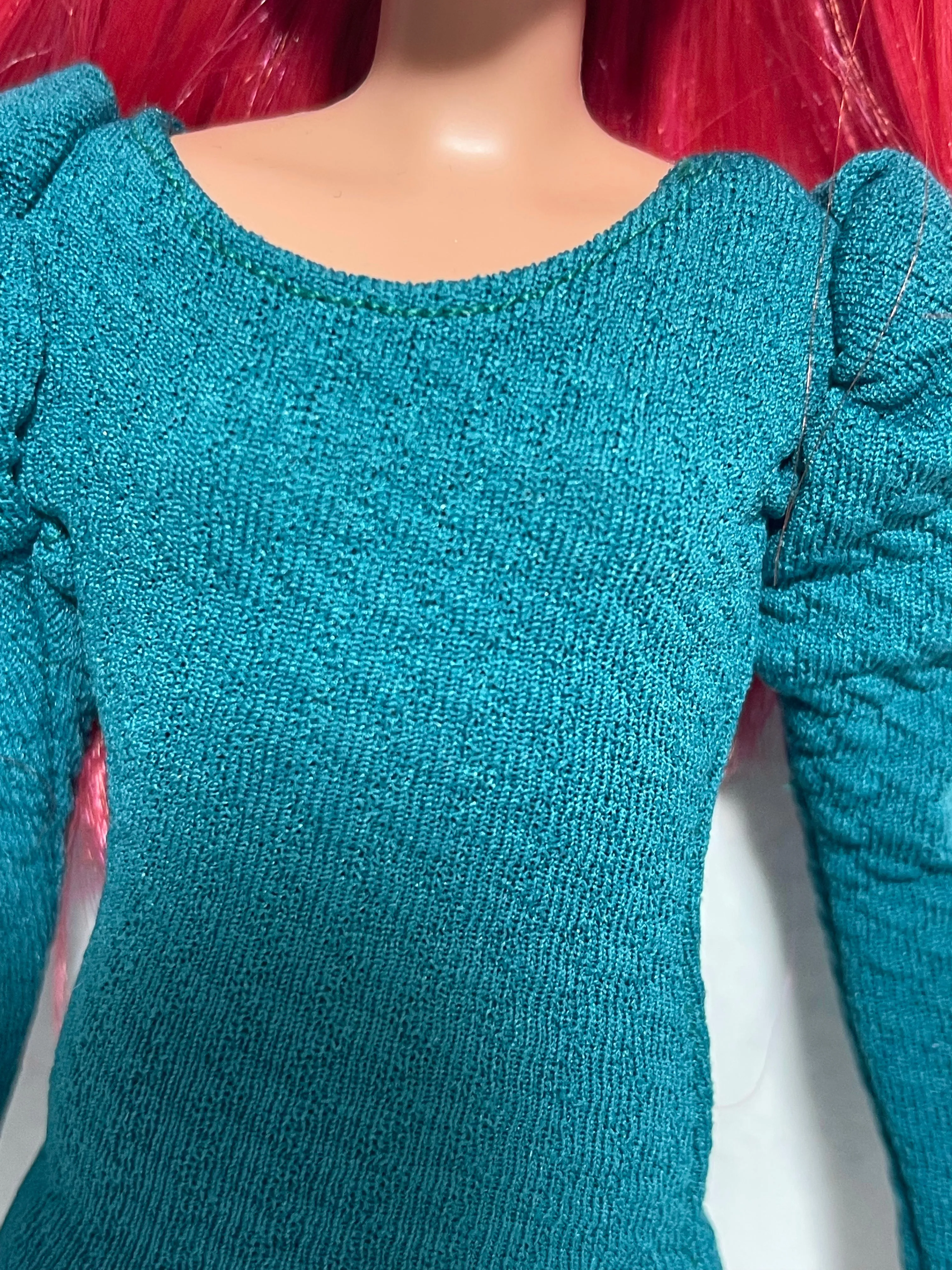 Emerald green puff sleeves dress for Barbie holiday dress