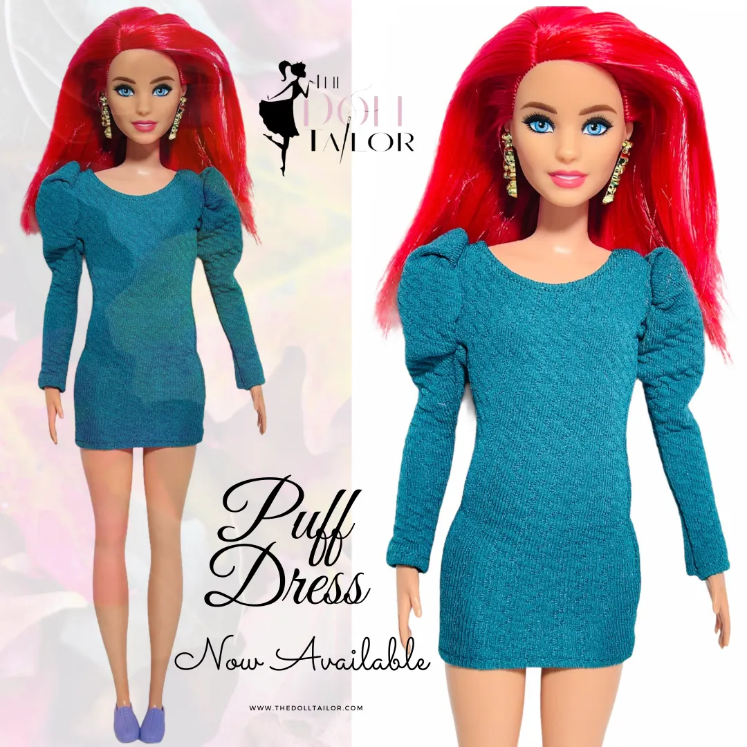 Emerald green puff sleeves dress for Barbie holiday dress