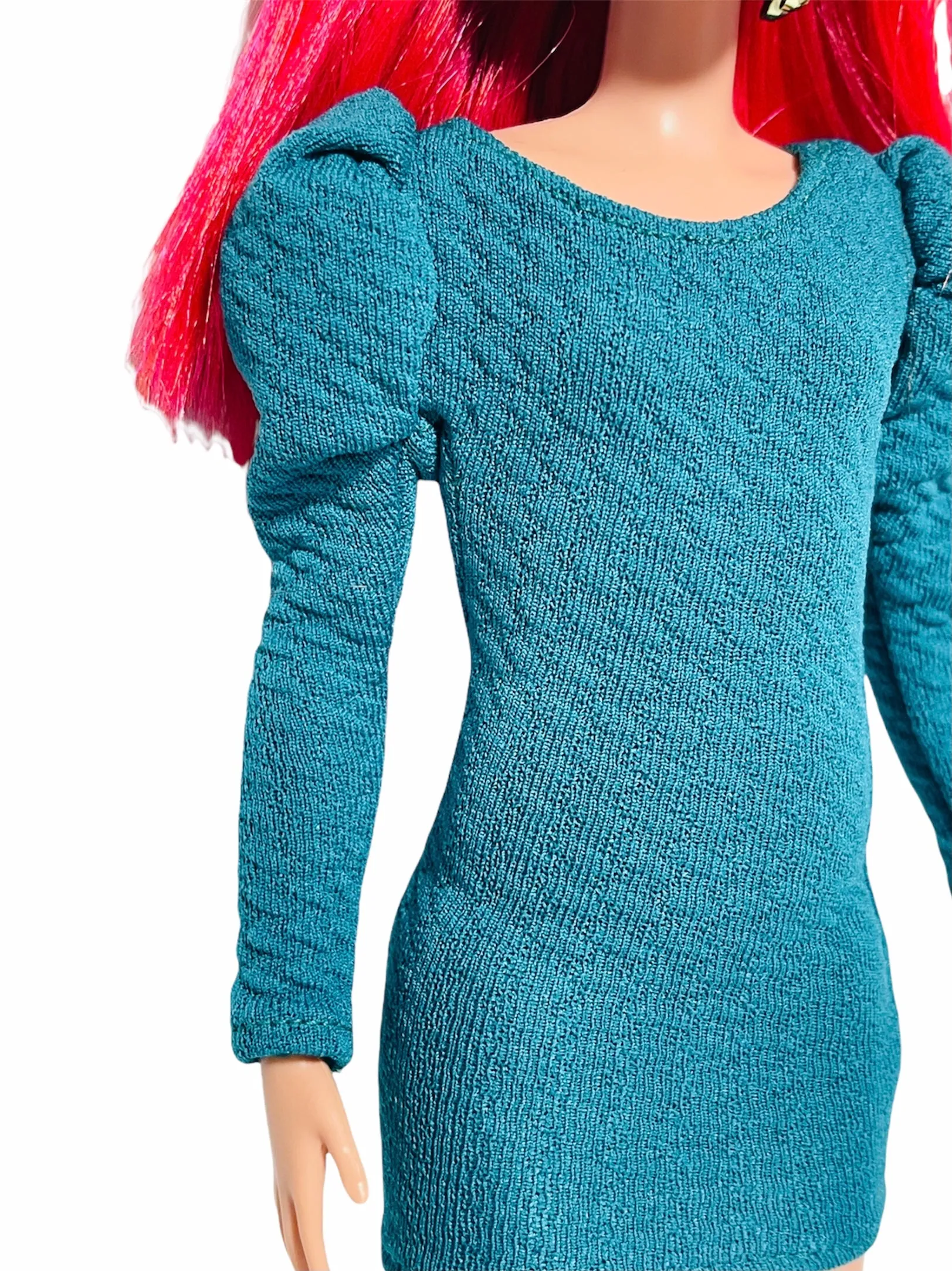 Emerald green puff sleeves dress for Barbie holiday dress
