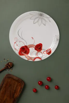 Exclusive 11" Dinner Plate Melamine Red Floral. (4017)