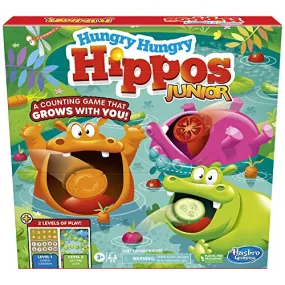 Hasbro Gaming Hungry Hungry Hippos Junior Board Game, Preschool Games Ages 3 , Kids Board Games for 2-4 Players, Kids Games, Counting & Number Game