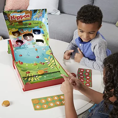 Hasbro Gaming Hungry Hungry Hippos Junior Board Game, Preschool Games Ages 3 , Kids Board Games for 2-4 Players, Kids Games, Counting & Number Game