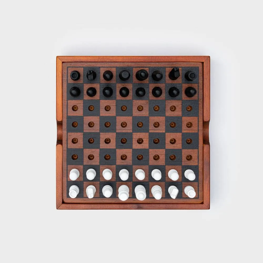 Iron & Glory Wooden 2 in 1 Games Set Chess And Checkers
