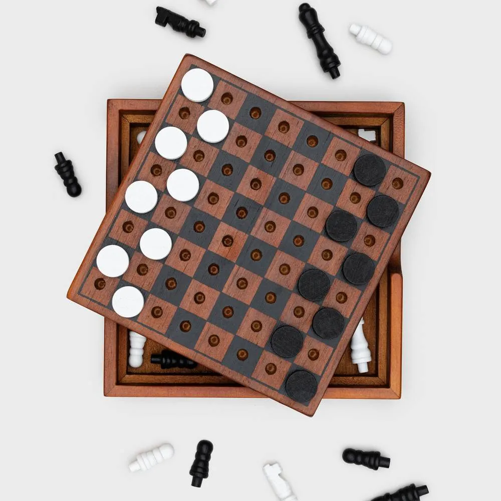 Iron & Glory Wooden 2 in 1 Games Set Chess And Checkers