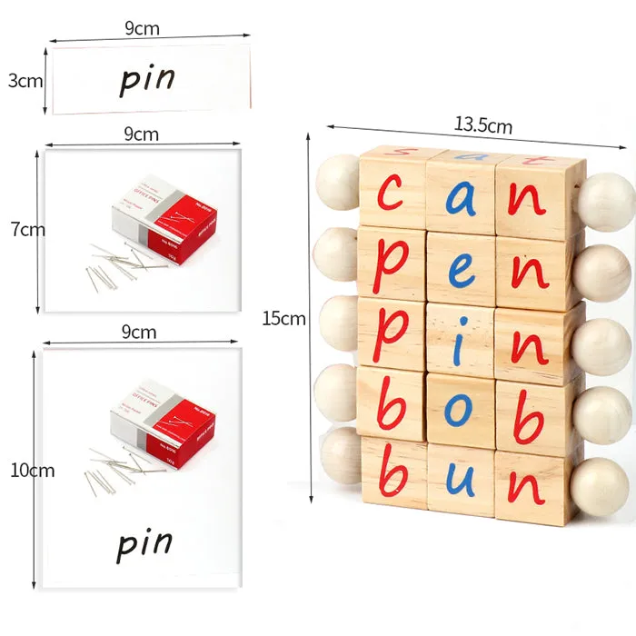 Montessori CVC words Reading Block and Cards Set - Montessori Educational Toys