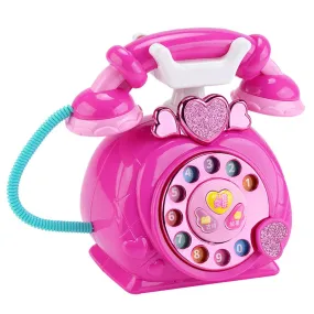 PARTEET Classic Old Style Musical Landline Telephone for Kids with Story and Poetry Sound Baby Phone Mobile Musical Toys for Children (Assorted Color)