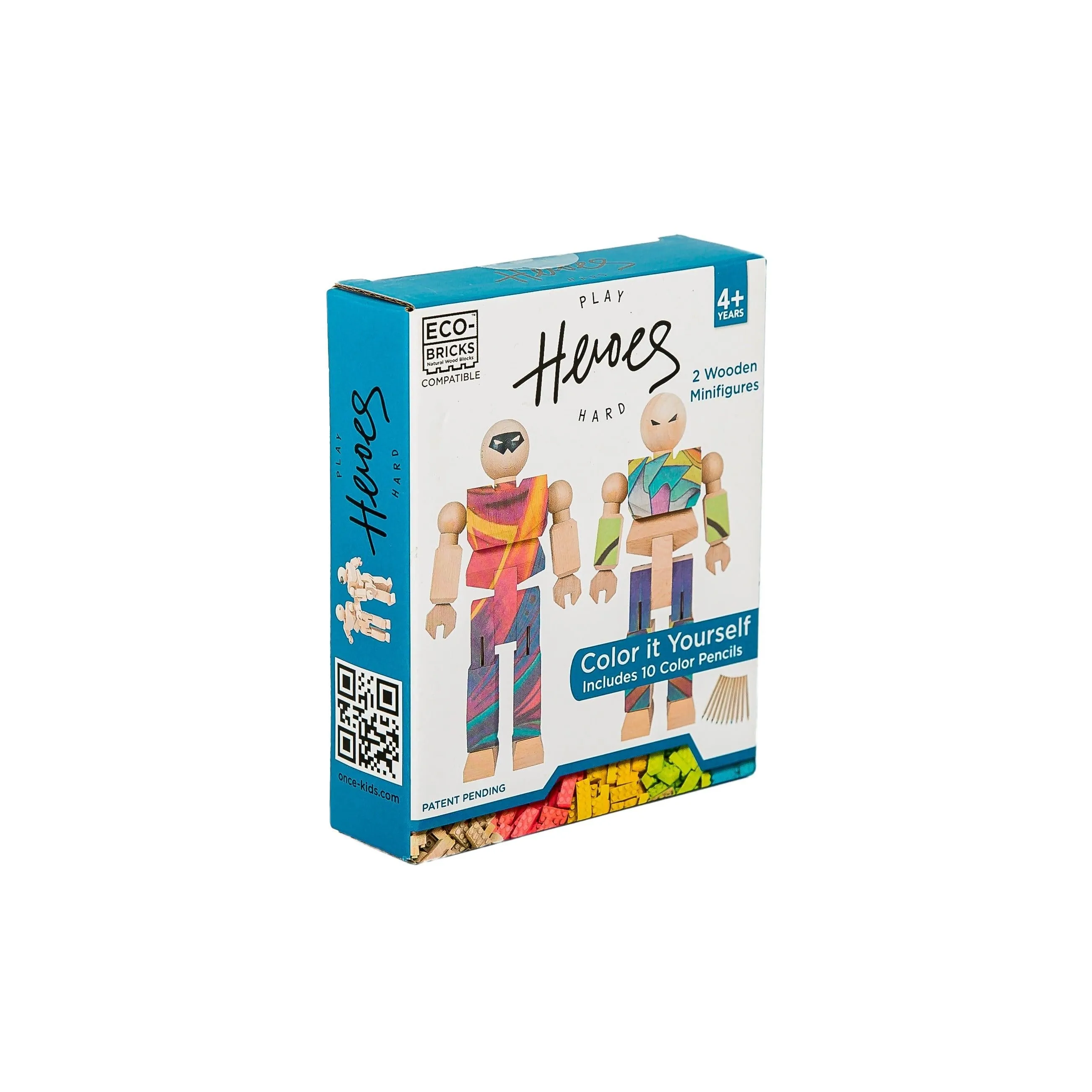 Playhard Heroes Wooden Mini-Figure 2-Pack Color Kit - Eco-Friendly & Customizable Fun