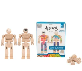 Playhard Heroes Wooden Mini-Figure 2-Pack Color Kit - Eco-Friendly & Customizable Fun
