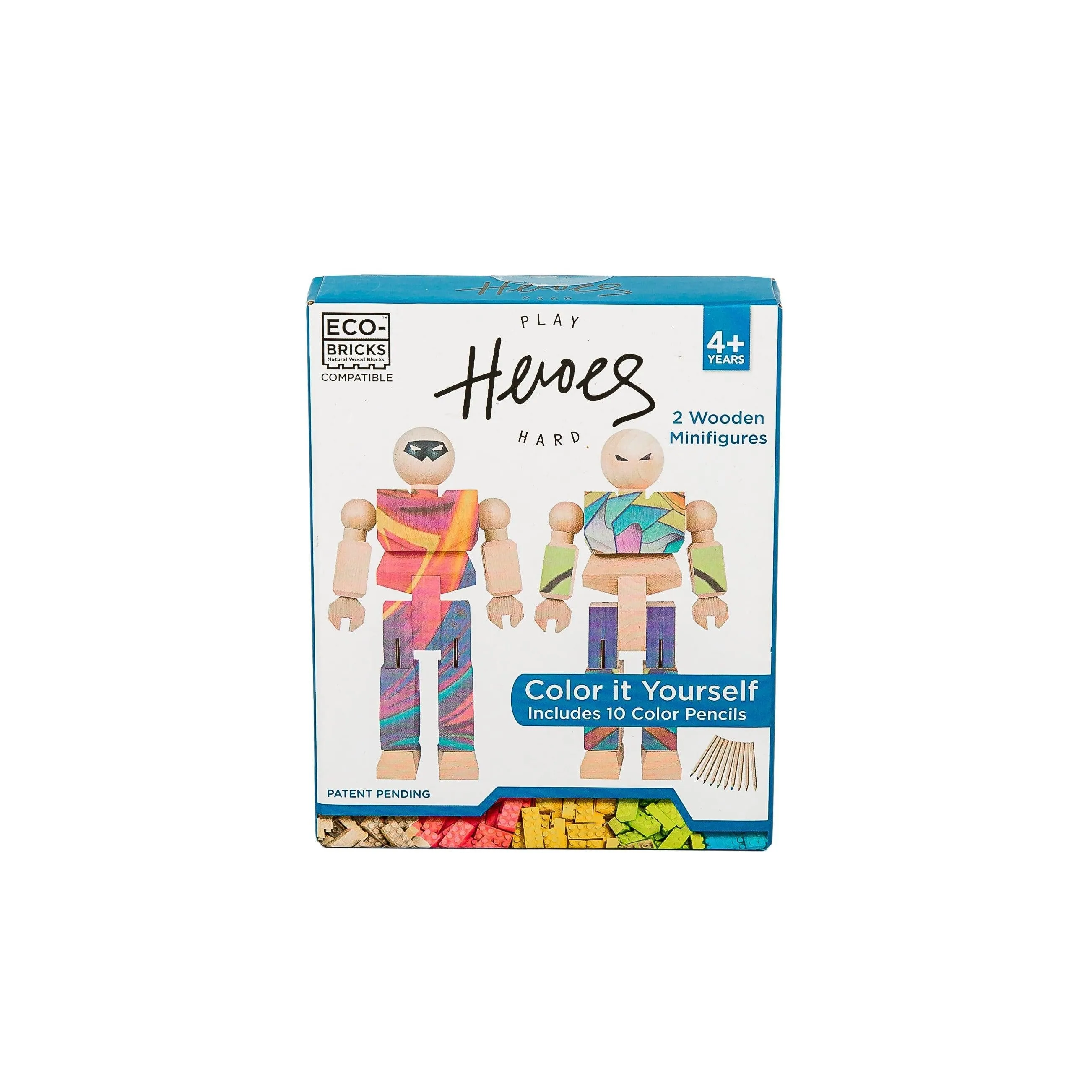 Playhard Heroes Wooden Mini-Figure 2-Pack Color Kit - Eco-Friendly & Customizable Fun