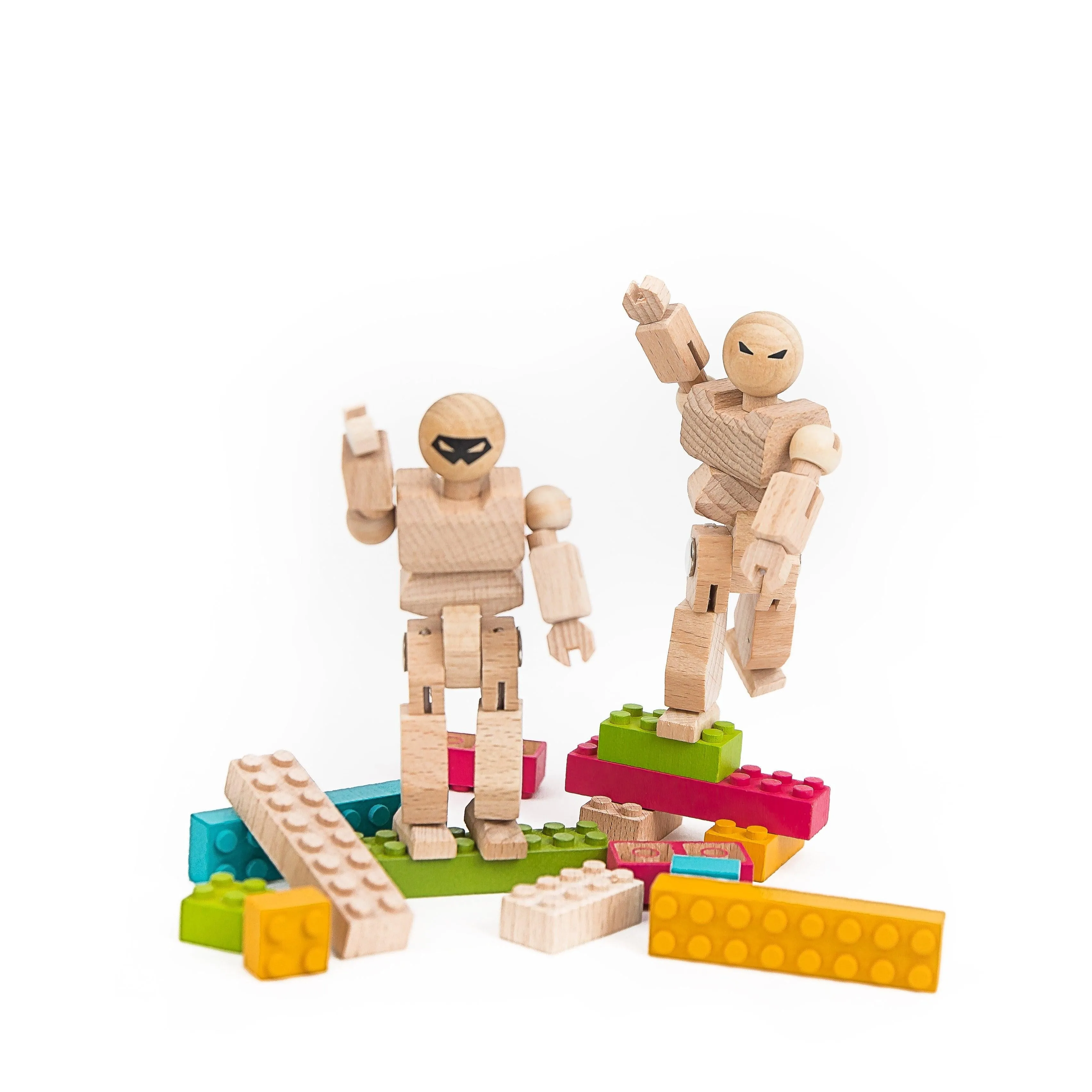 Playhard Heroes Wooden Mini-Figure 2-Pack Color Kit - Eco-Friendly & Customizable Fun
