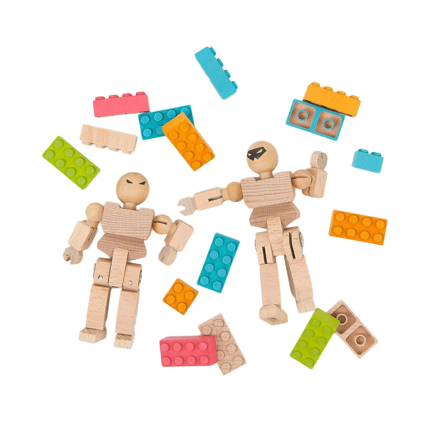 Playhard Heroes Wooden Mini-Figure 2-Pack Color Kit - Eco-Friendly & Customizable Fun
