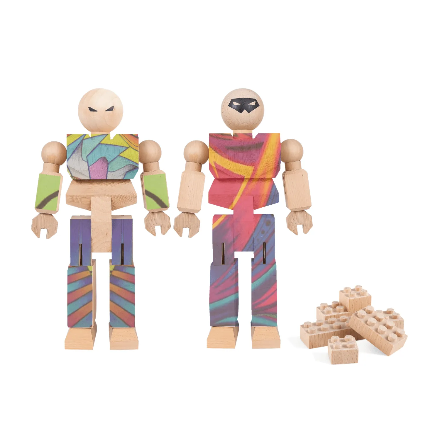 Playhard Heroes Wooden Mini-Figure 2-Pack Color Kit - Eco-Friendly & Customizable Fun