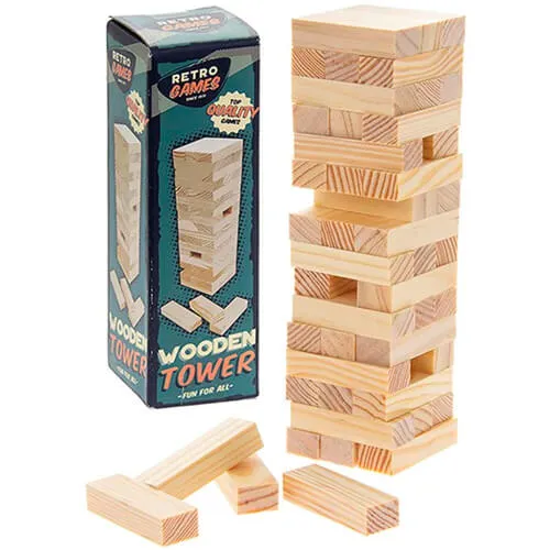 Retro Games Mini Jenga - Wooden Tower