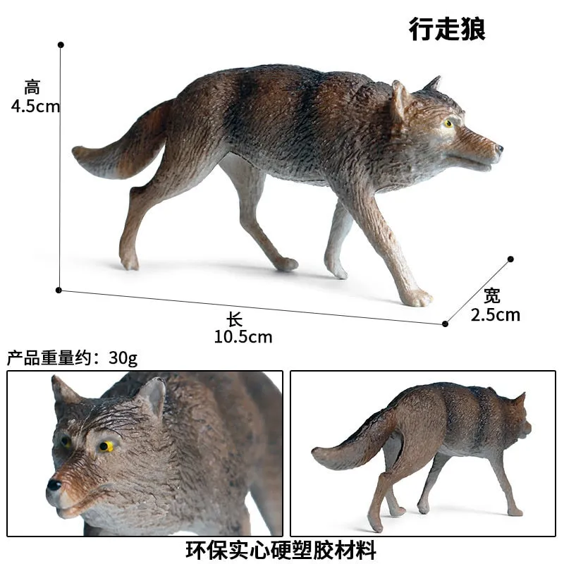 Small Size Simulation Wolf Action Figures PVC Figure Collectible Toys Wild Animal Figure Figurines Kids Cognitive Toys Kids Gift