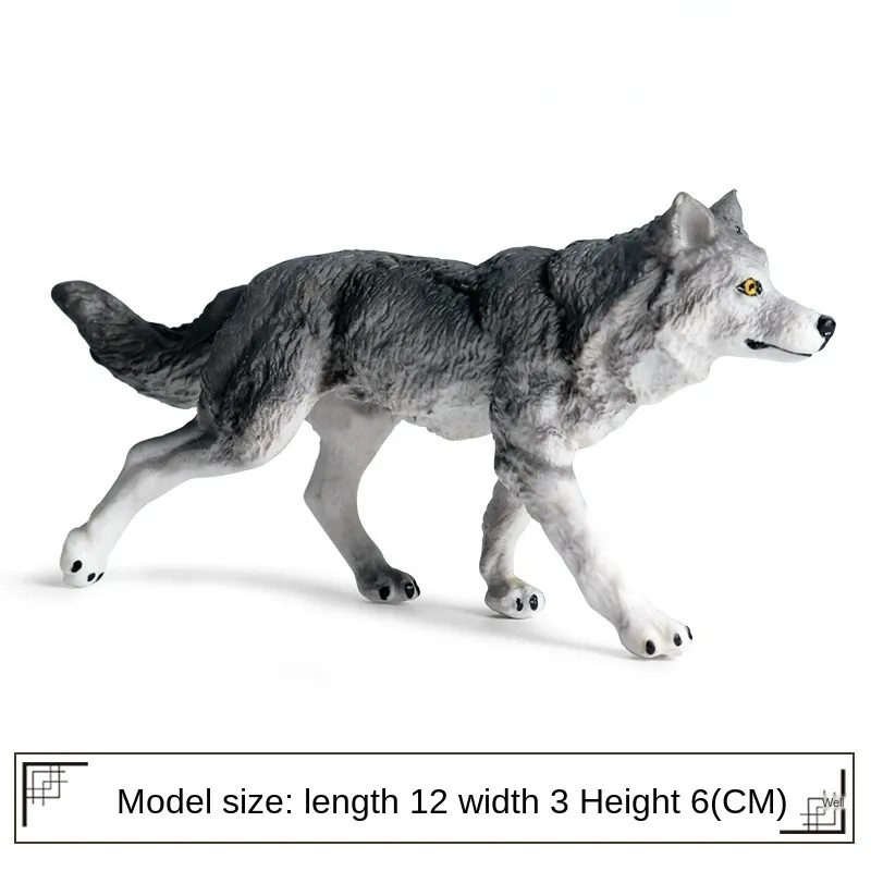 Small Size Simulation Wolf Action Figures PVC Figure Collectible Toys Wild Animal Figure Figurines Kids Cognitive Toys Kids Gift