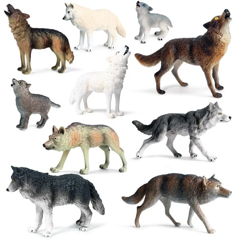 Small Size Simulation Wolf Action Figures PVC Figure Collectible Toys Wild Animal Figure Figurines Kids Cognitive Toys Kids Gift