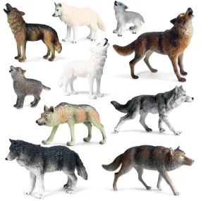 Small Size Simulation Wolf Action Figures PVC Figure Collectible Toys Wild Animal Figure Figurines Kids Cognitive Toys Kids Gift