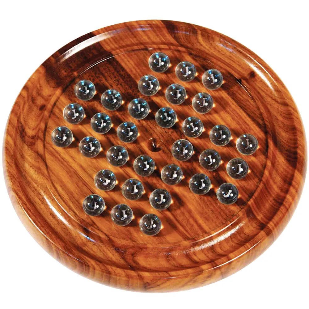 Solitaire With Marbles - 9" Wooden Solitaire