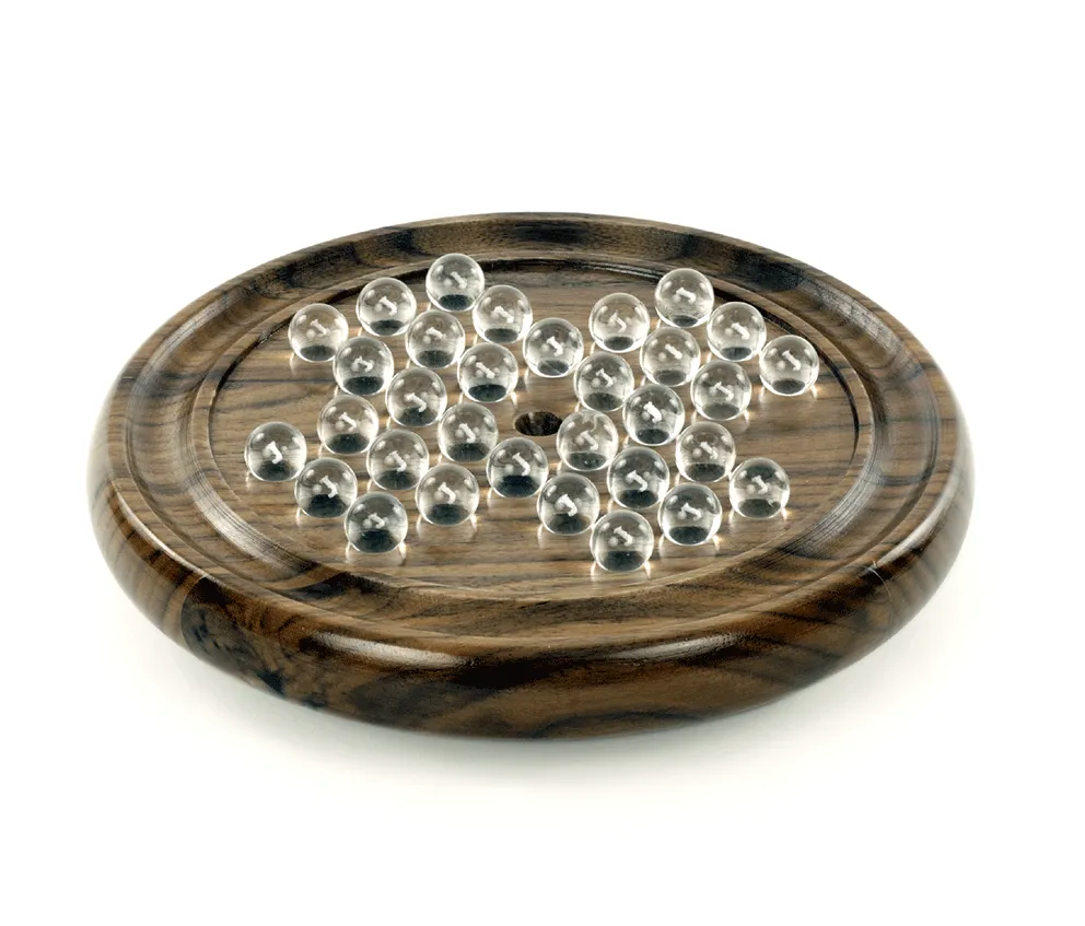 Solitaire With Marbles - 9" Wooden Solitaire