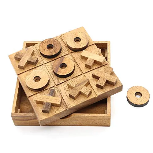 Tic Tac Toe Wood Coffee Tables Family Games to Play and a Classic Game Home Decor for Living Room Rustic Table Decor and Use as Game Top Wood Guest Room Decor Strategy Board Games for Families