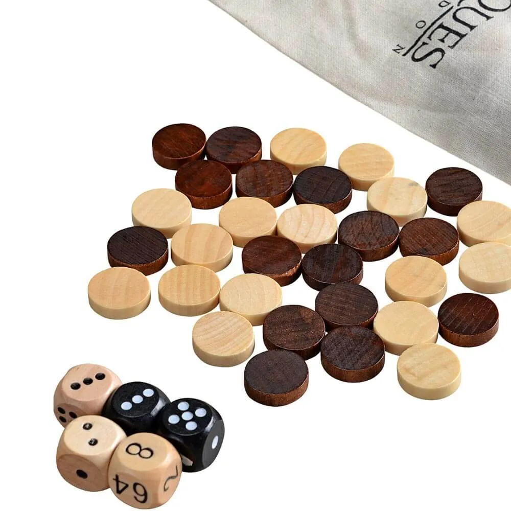 Wooden Backgammon Board - Complete Set with Playing Pieces