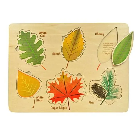 Wooden Lift & Learn Leaf Puzzle - Made in USA